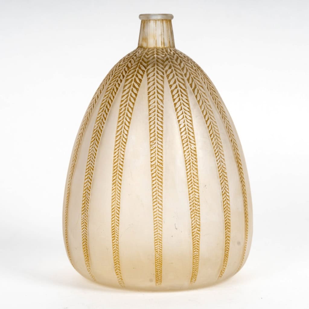 1921 René Lalique – Vase Mimosa Verre Blanc Patiné Sépia 3