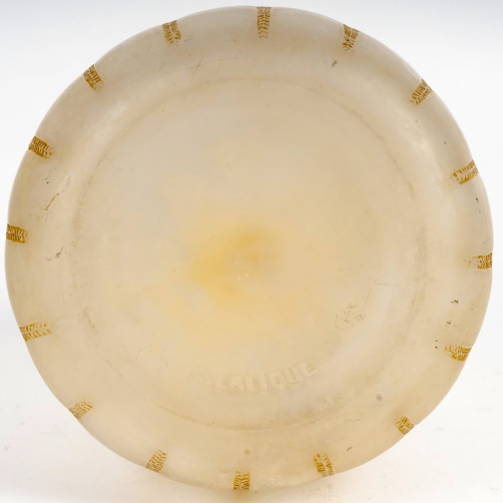 1921 René Lalique – Vase Mimosa Verre Blanc Patiné Sépia 6