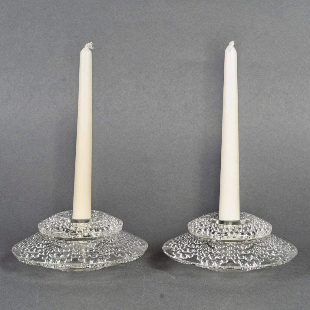 1934 René Lalique – Paire De Bougeoirs Art Déco Saint Gall Verre 4