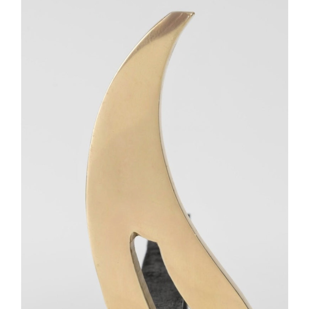 1960 Paire de chenets décorés de flammes Maison Honoré 4