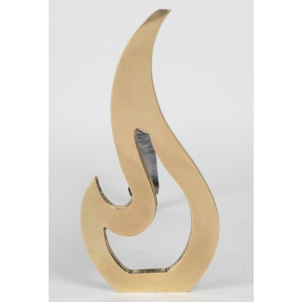 1960 Paire de chenets décorés de flammes Maison Honoré 6