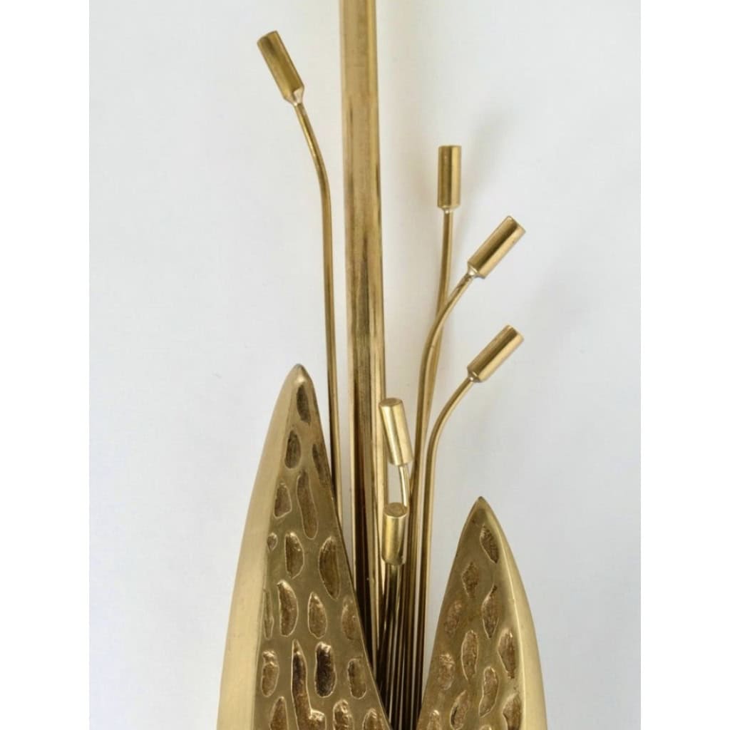 1970 Paire d’appliques de la Maison Charles en bronze et laiton doré. 6