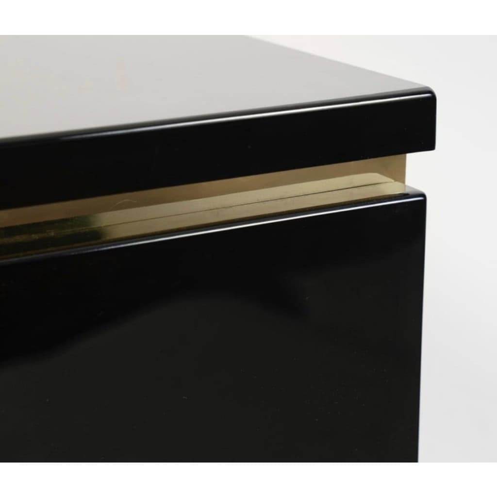 1970 Paire de tables de chevet en laque noire signées Eric Marville 8