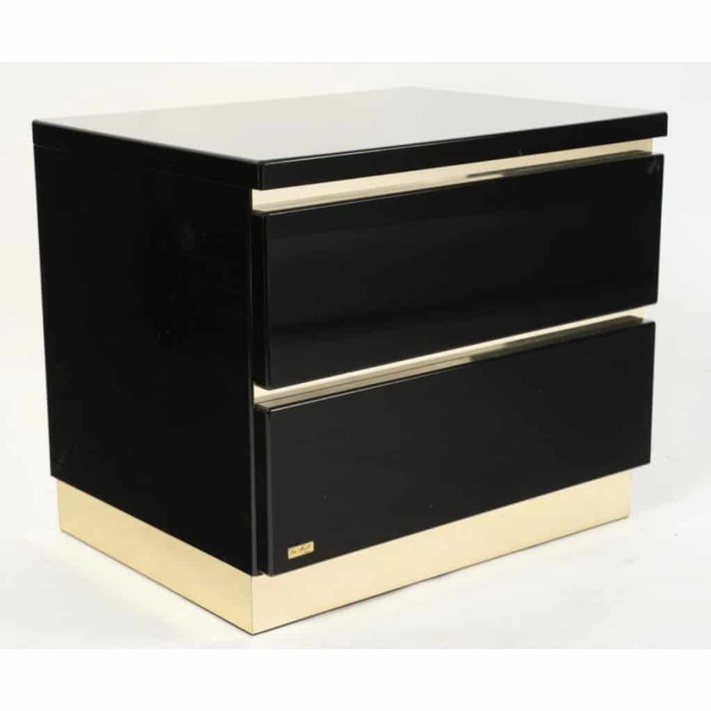 1970 Paire de tables de chevet en laque noire signées Eric Marville 5