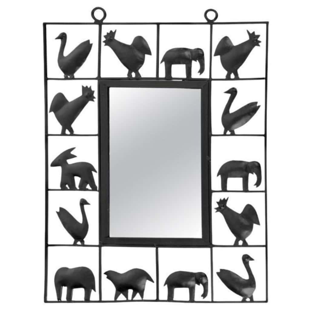 1950, Paire de miroirs en fer forgé, Atelier Marolles & Jean Touret 8