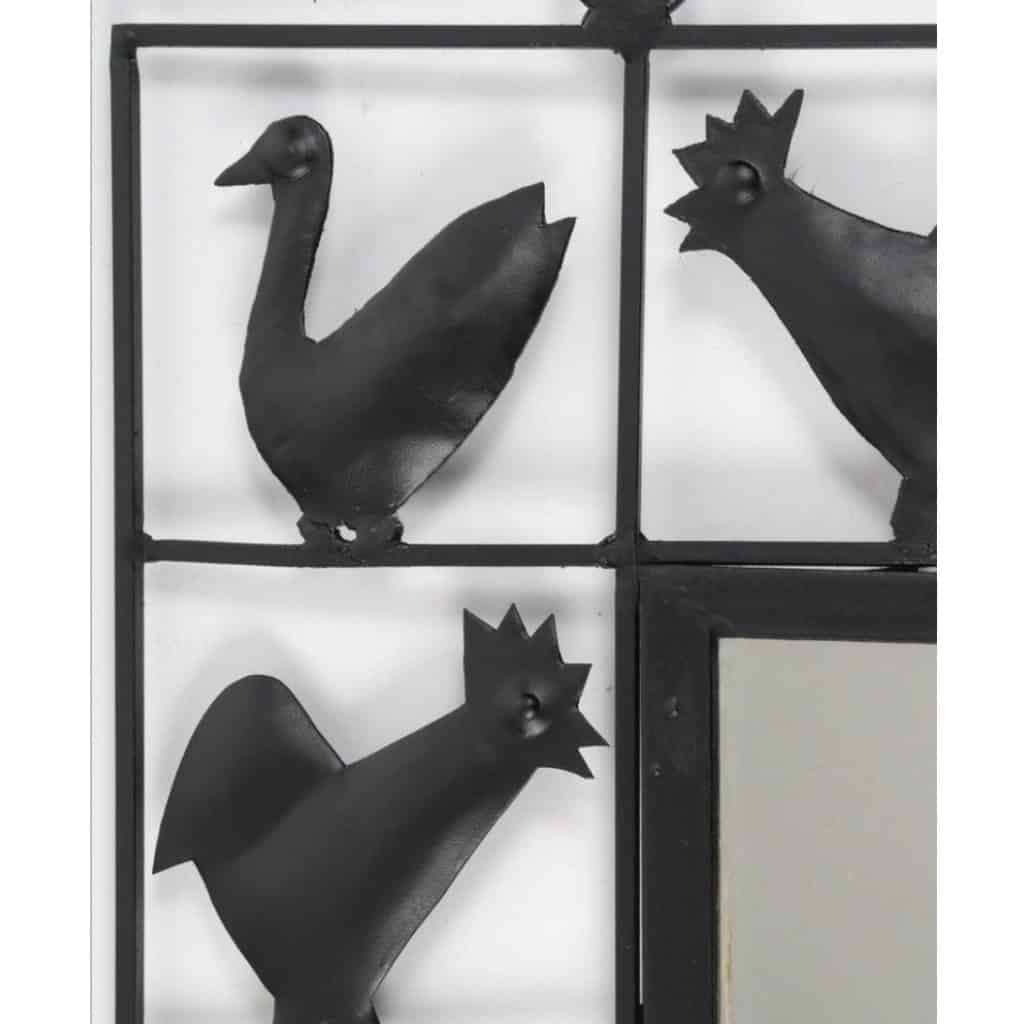 1950, Paire de miroirs en fer forgé, Atelier Marolles & Jean Touret 4