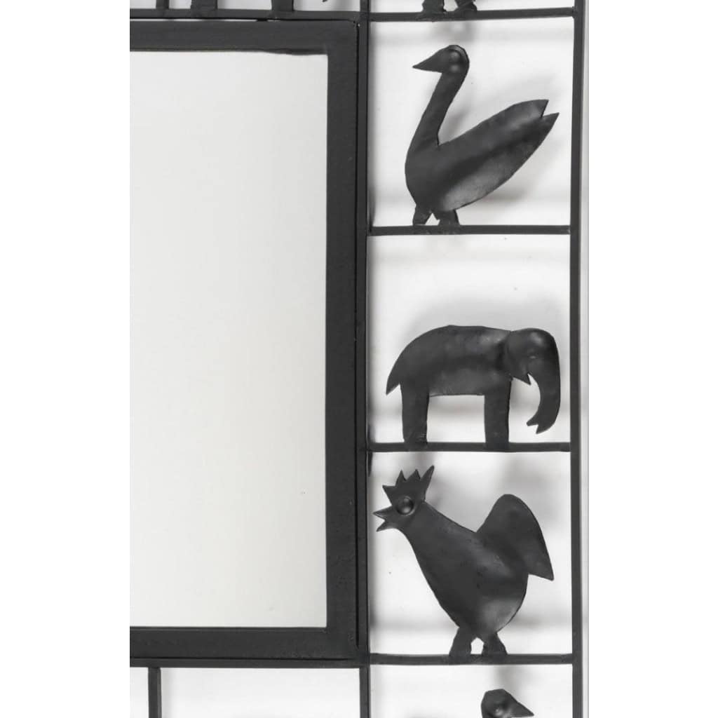 1950, Paire de miroirs en fer forgé, Atelier Marolles & Jean Touret 5
