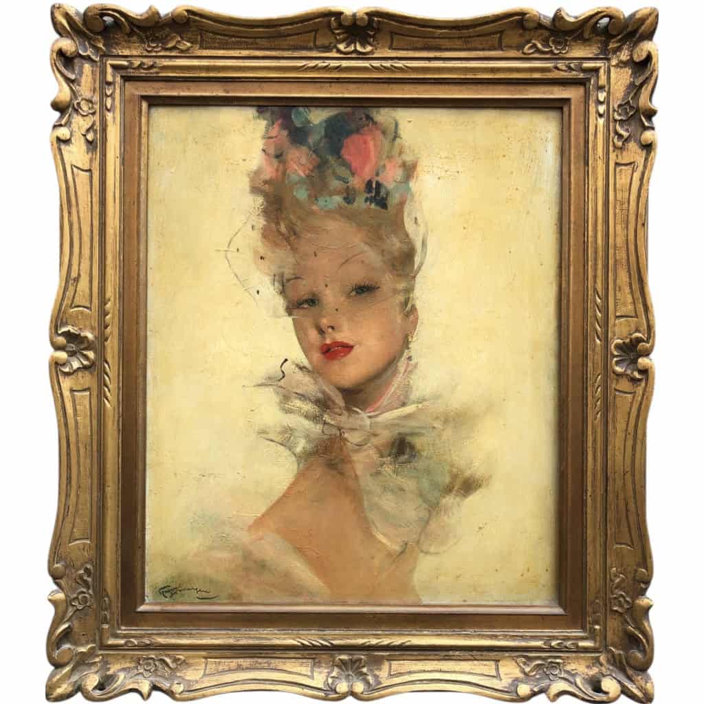 DOMERGUE Jean Gabriel Peinture XXè Jeune Femme au foulard Huile Sur Isorel Signée Archives Noé Willer 3