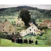 HERVE Jules Peinture Française 20è Langres Procession à Brevoines Huile Toile Signée Certificat d’authenticité 25