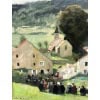 HERVE Jules Peinture Française 20è Langres Procession à Brevoines Huile Toile Signée Certificat d’authenticité 22