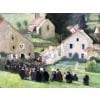 HERVE Jules Peinture Française 20è Langres Procession à Brevoines Huile Toile Signée Certificat d’authenticité 17