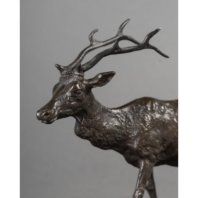 Sculpture – Le Cerf Marchant , Pierre – Jules Mêne (1810-1879) – Bronze