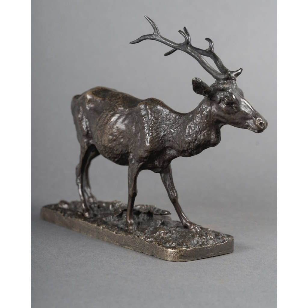 Sculpture – Le Cerf Marchant , Pierre – Jules Mêne (1810-1879) – Bronze 7