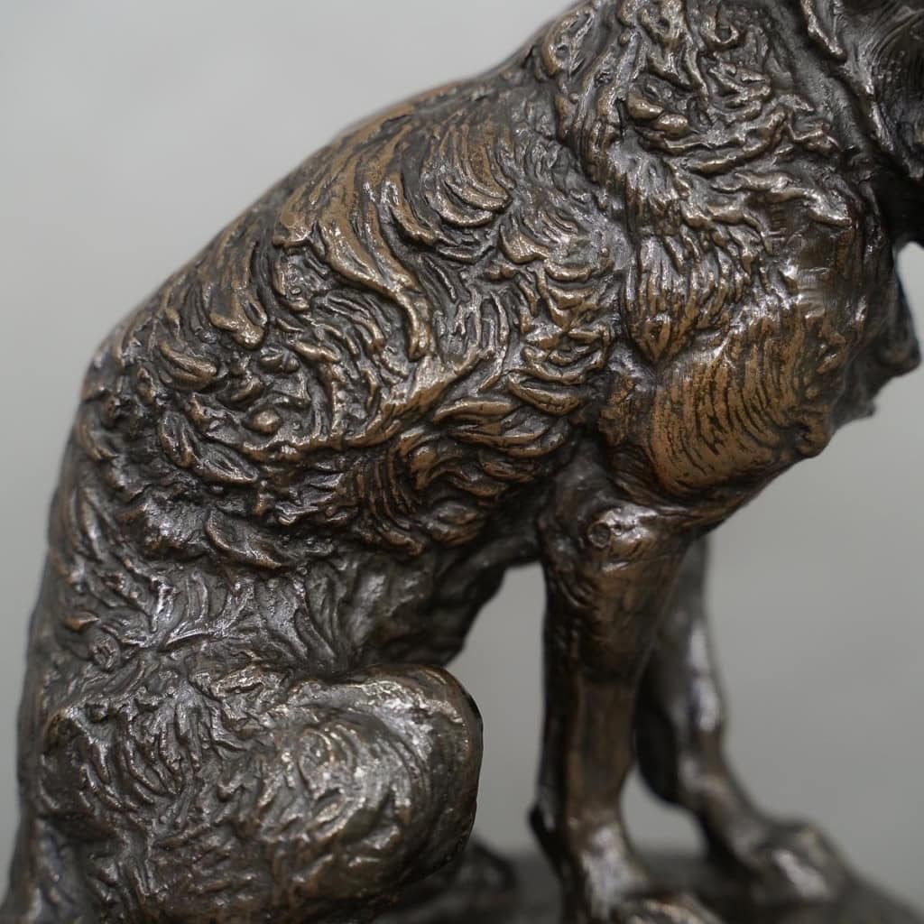 Sculpture – Chien Terrier Assis , Emmanuel Frémiet (1824-1910) – Bronze 9