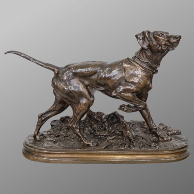 Sculpture – Chien Braque Marly , Pierre – Jules Mêne (1810-1879) – Bronze