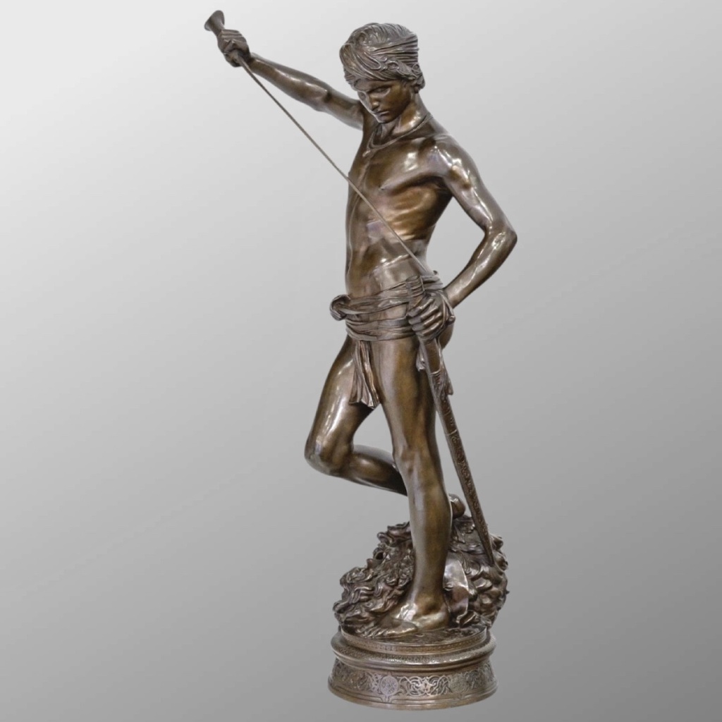 Sculpture – David Vainqueur De Goliath , Marius – Jean – Antonin Mercié (1845-1916) – Bronze 4