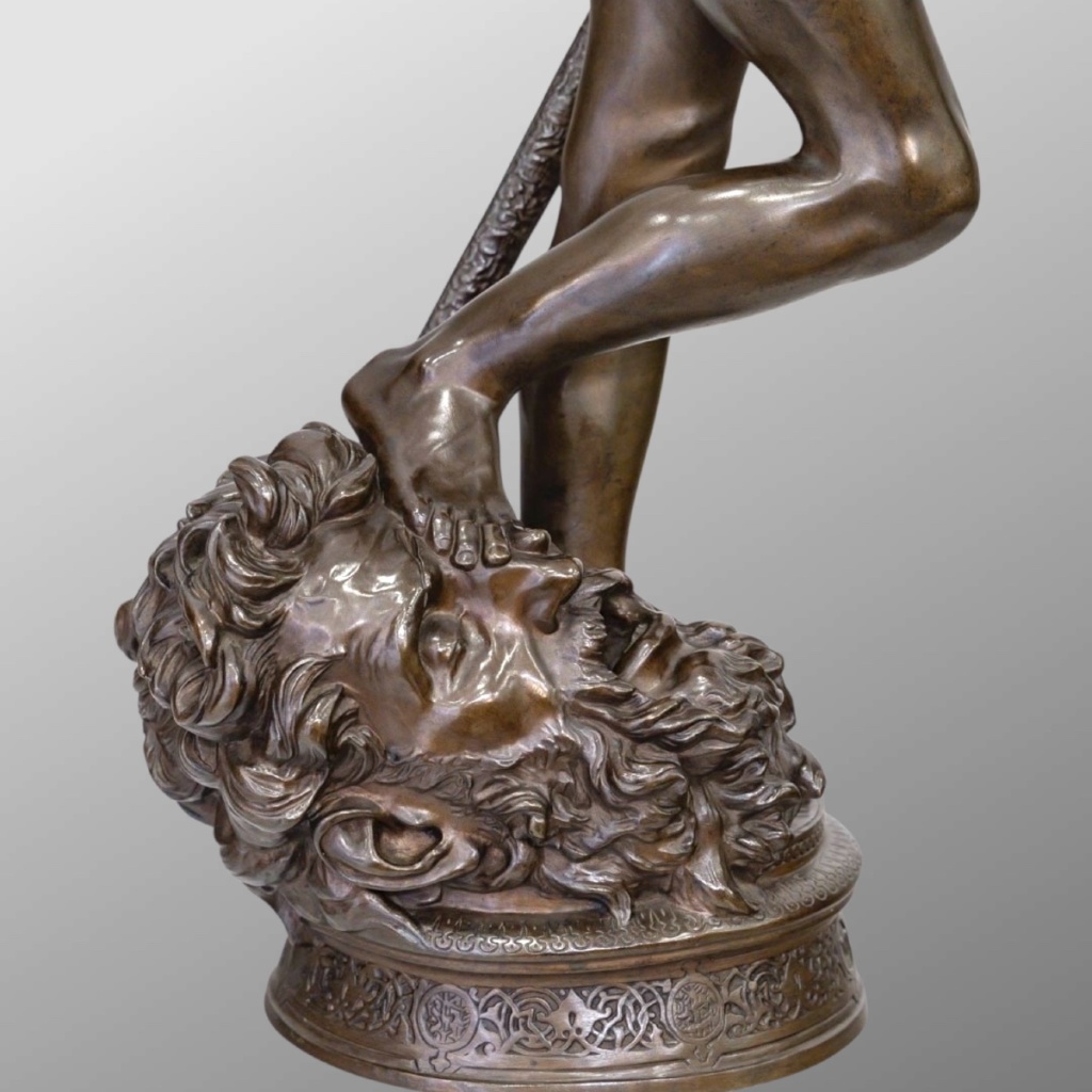 Sculpture – David Vainqueur De Goliath , Marius – Jean – Antonin Mercié (1845-1916) – Bronze 6