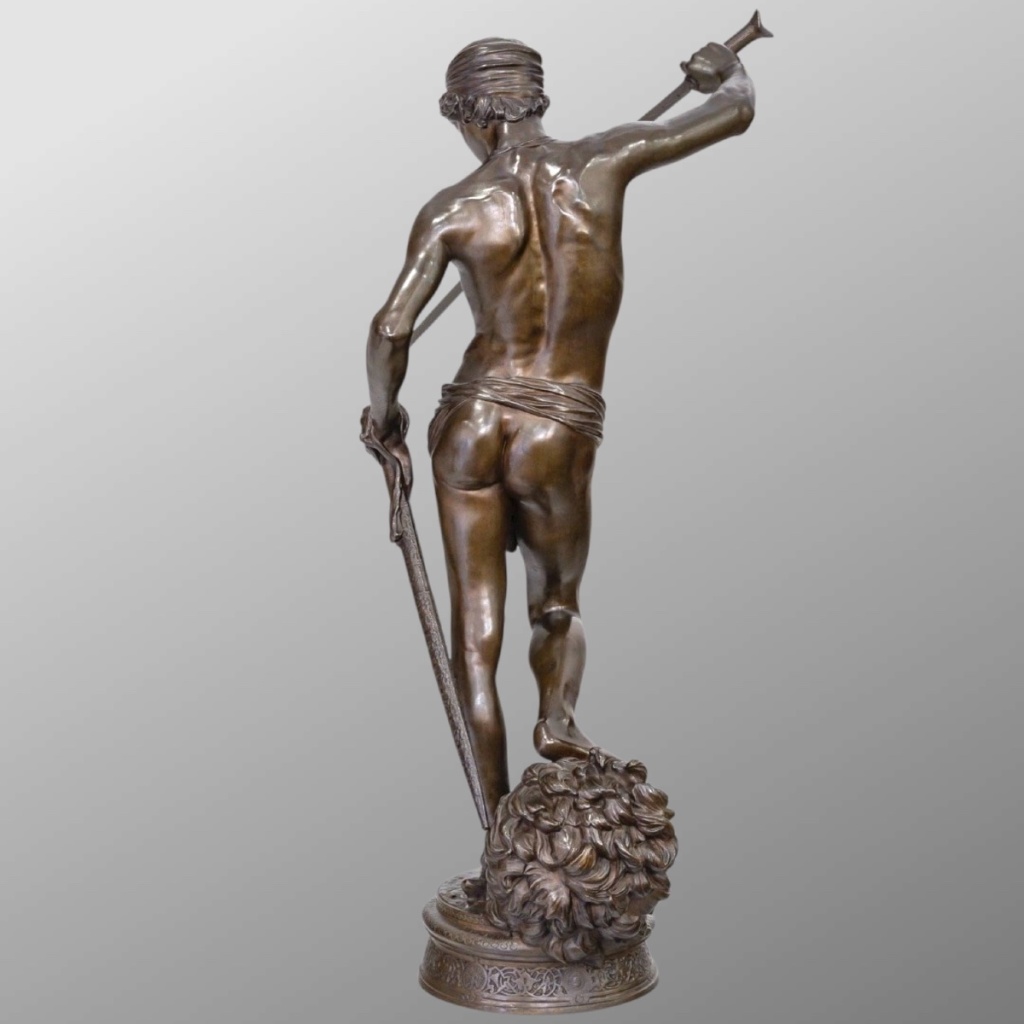 Sculpture – David Vainqueur De Goliath , Marius – Jean – Antonin Mercié (1845-1916) – Bronze 7