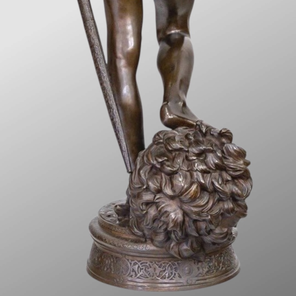 Sculpture – David Vainqueur De Goliath , Marius – Jean – Antonin Mercié (1845-1916) – Bronze 11