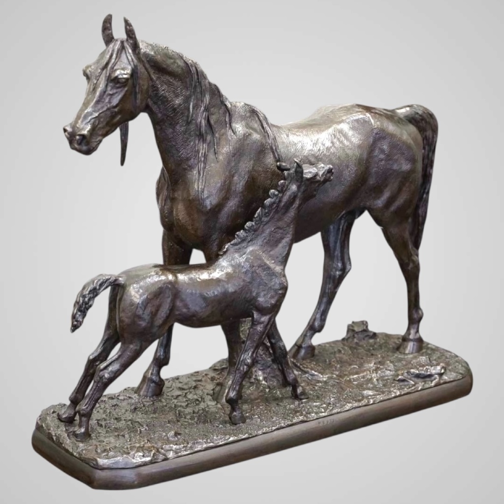 Sculpture – Jument Et Son Poulain , Christophe Fratin (1801-1864) – Bronze 4
