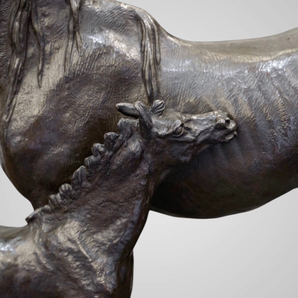 Sculpture – Jument Et Son Poulain , Christophe Fratin (1801-1864) – Bronze 5