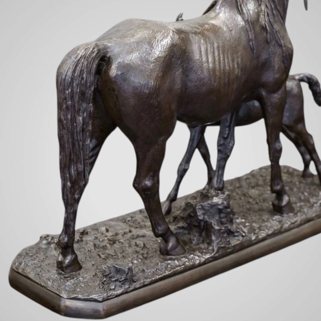Sculpture – Jument Et Son Poulain , Christophe Fratin (1801-1864) – Bronze 8
