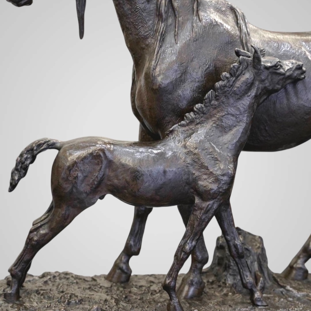 Sculpture – Jument Et Son Poulain , Christophe Fratin (1801-1864) – Bronze 9
