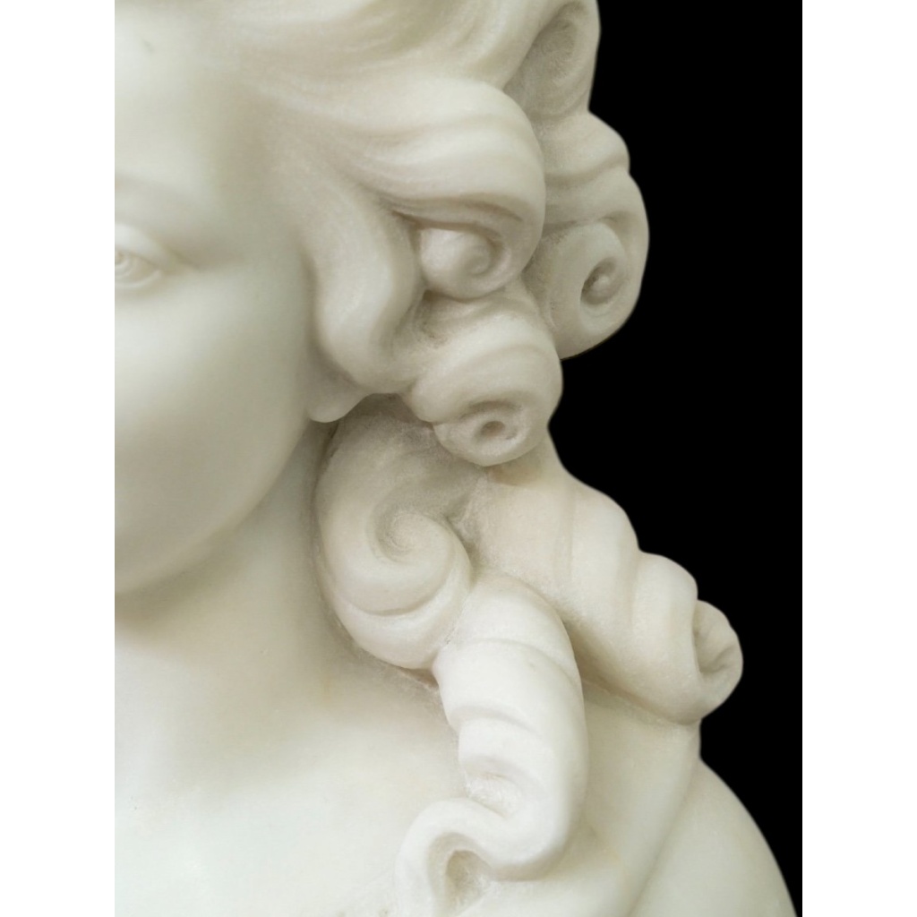 Sculpture – Bust « Madame De Pompadour », Guglielmo Pugi (1850-1915) – Marble 10