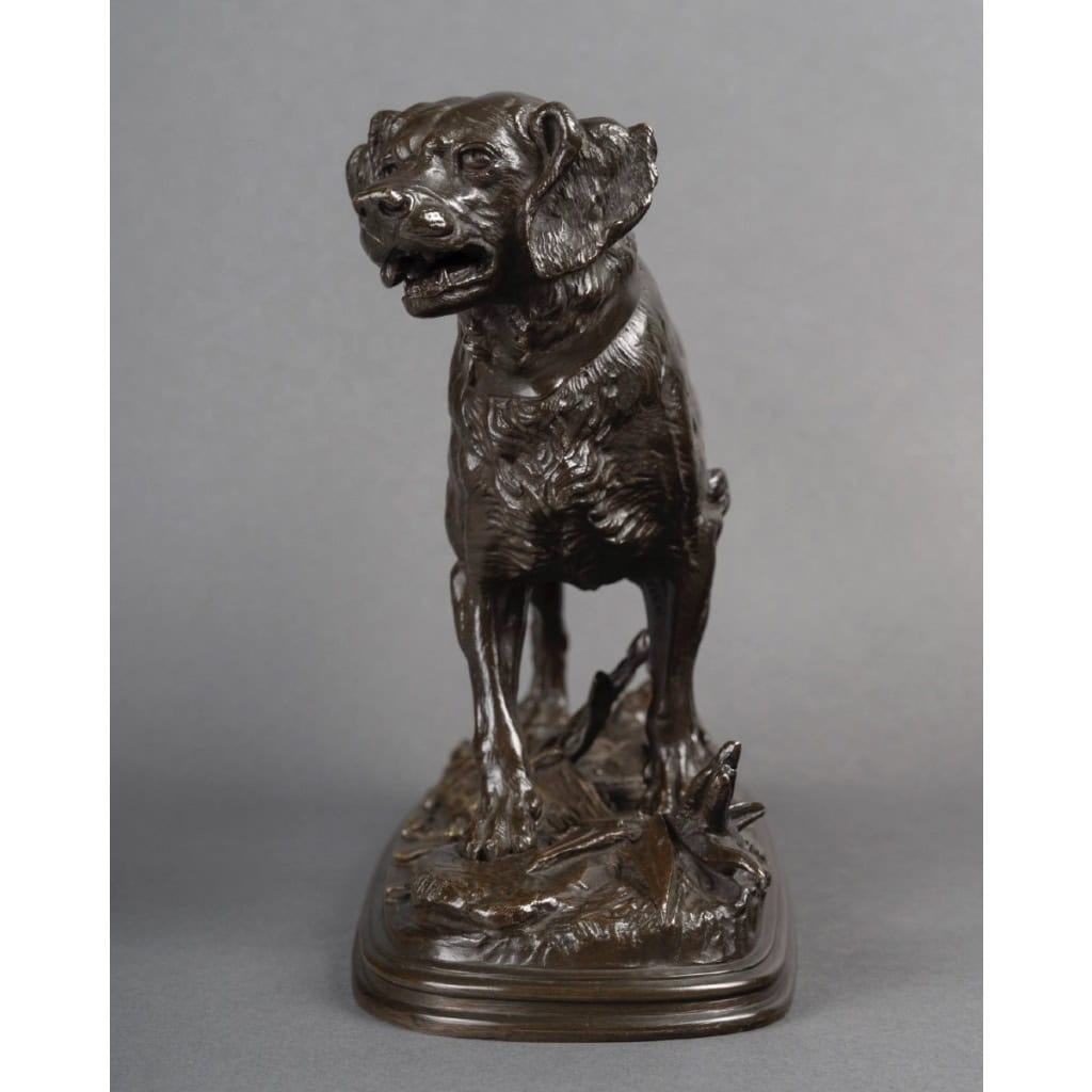 Sculpture – Chien épagneul à l’affût , Paul – Édouard Delabrièrre (1829-1912) – Bronze 5