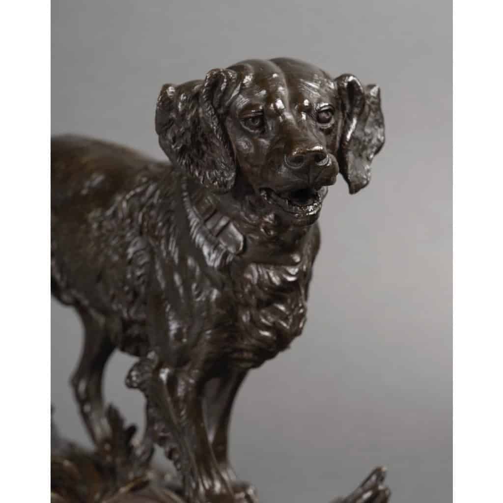 Sculpture – Chien épagneul à l’affût , Paul – Édouard Delabrièrre (1829-1912) – Bronze 6