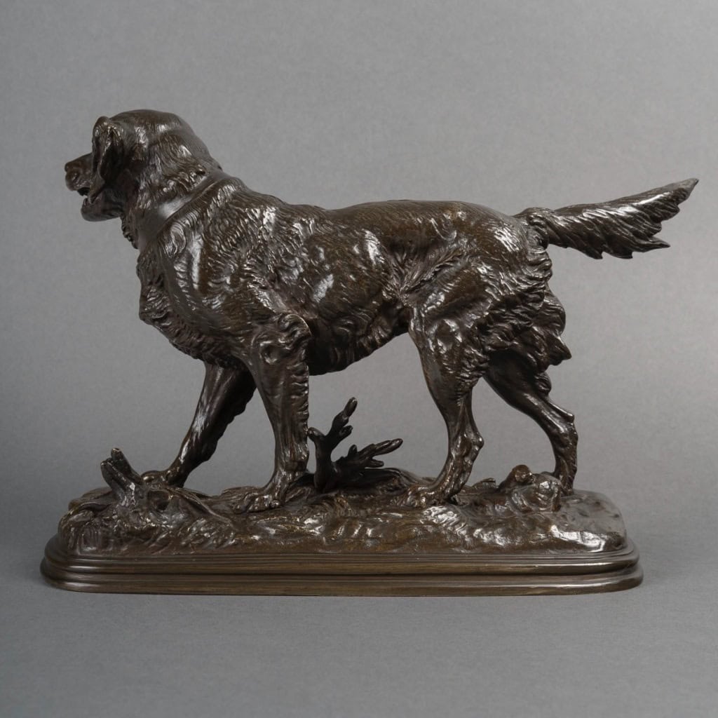 Sculpture – Chien épagneul à l’affût , Paul – Édouard Delabrièrre (1829-1912) – Bronze 7