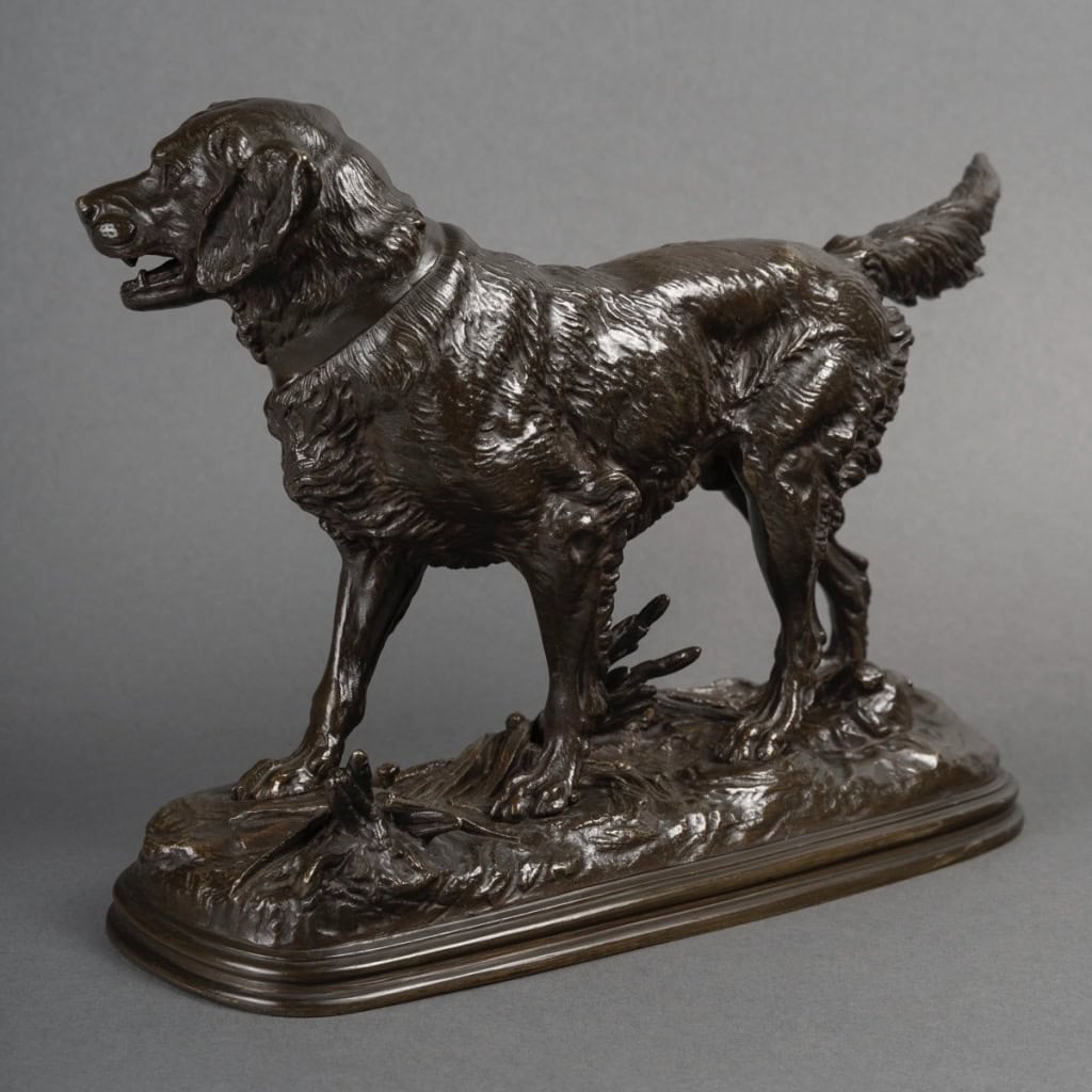 Sculpture – Chien épagneul à l’affût , Paul – Édouard Delabrièrre (1829-1912) – Bronze 8