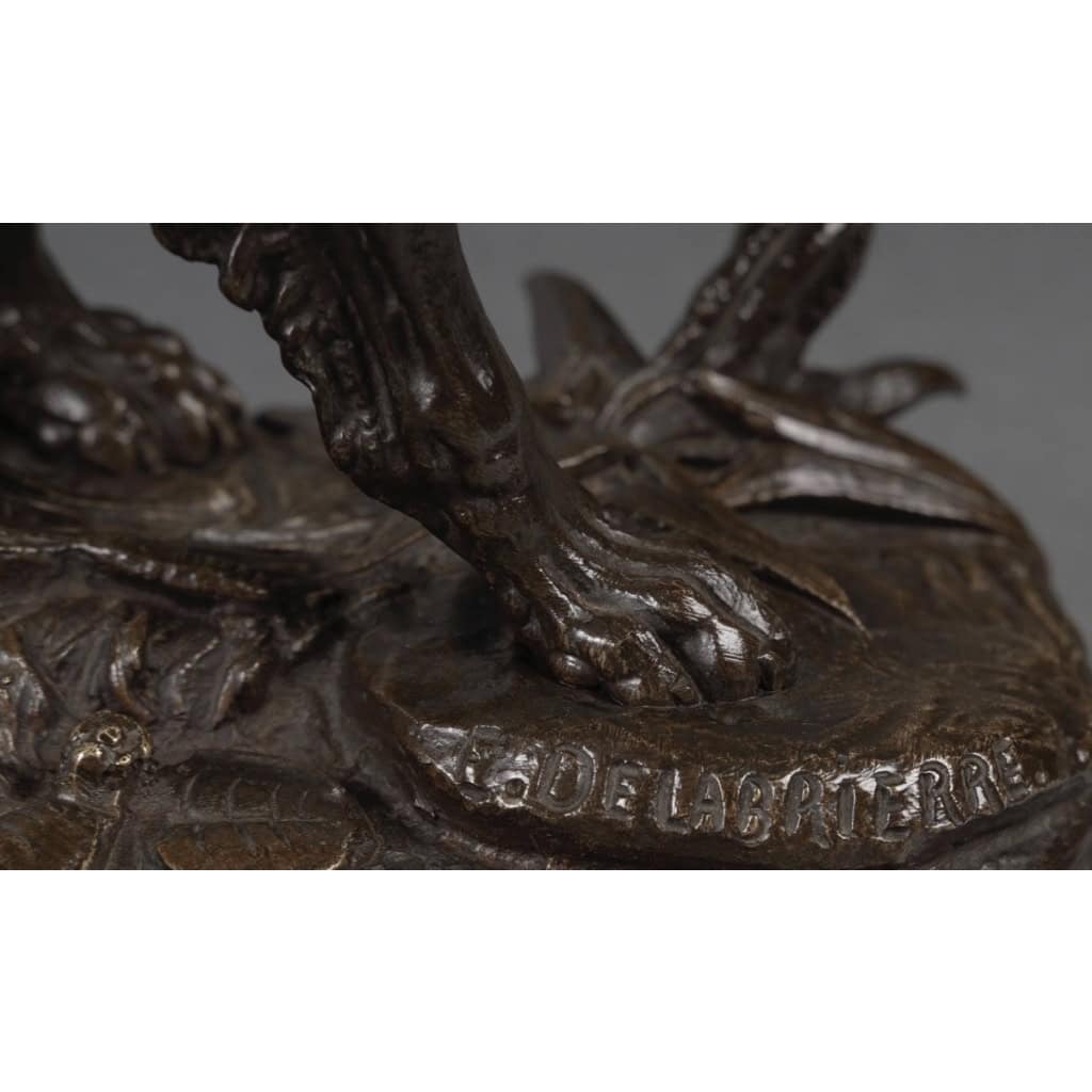 Sculpture – Chien épagneul à l’affût , Paul – Édouard Delabrièrre (1829-1912) – Bronze 12