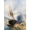 NOEL Jules Ecole Française 19è Voilier en cale 1872 Huile Sur panneau Signée Datée Certificat d’Authenticité 25