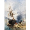 NOEL Jules Ecole Française 19è Voilier en cale 1872 Huile Sur panneau Signée Datée Certificat d’Authenticité 17