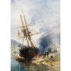 NOEL Jules Ecole Française 19è Voilier en cale 1872 Huile Sur panneau Signée Datée Certificat d’Authenticité 18