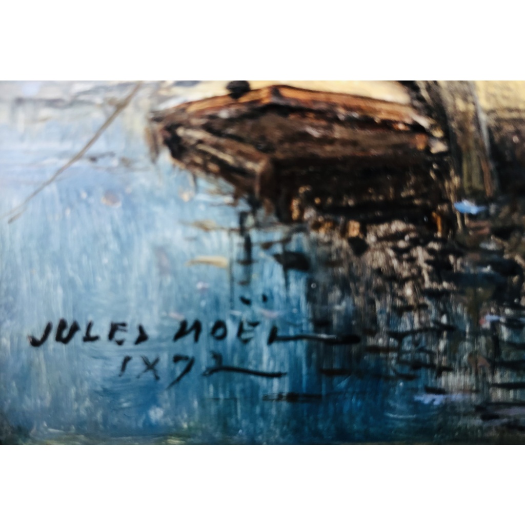 NOEL Jules Ecole Française 19è Voilier en cale 1872 Huile Sur panneau Signée Datée Certificat d’Authenticité 13