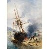 NOEL Jules Ecole Française 19è Voilier en cale 1872 Huile Sur panneau Signée Datée Certificat d’Authenticité 27