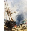 NOEL Jules Ecole Française 19è Voilier en cale 1872 Huile Sur panneau Signée Datée Certificat d’Authenticité 28