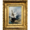 NOEL Jules Ecole Française 19è Voilier en cale 1872 Huile Sur panneau Signée Datée Certificat d’Authenticité 16