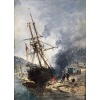 NOEL Jules Voilier en cale 1872 Huile Sur panneau Signée Datée Certificat d’Authenticité 22