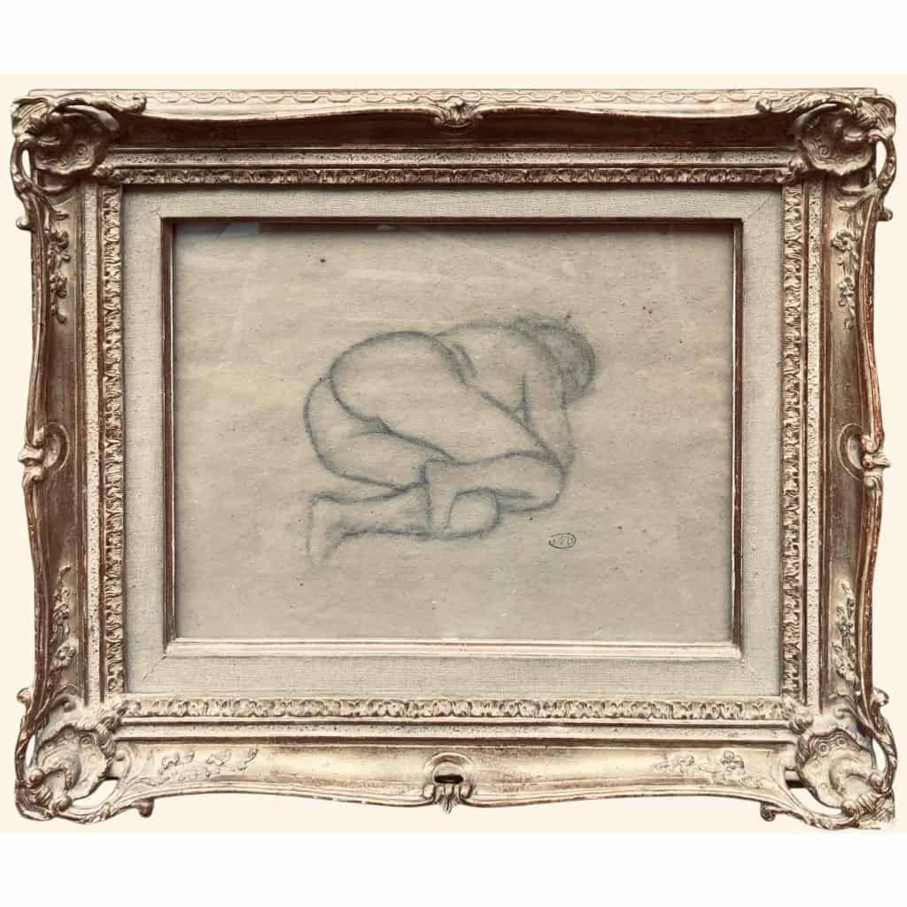 MAILLOL Aristide Nu allongé Fusain sur papier signé certificat d’authenticité 8