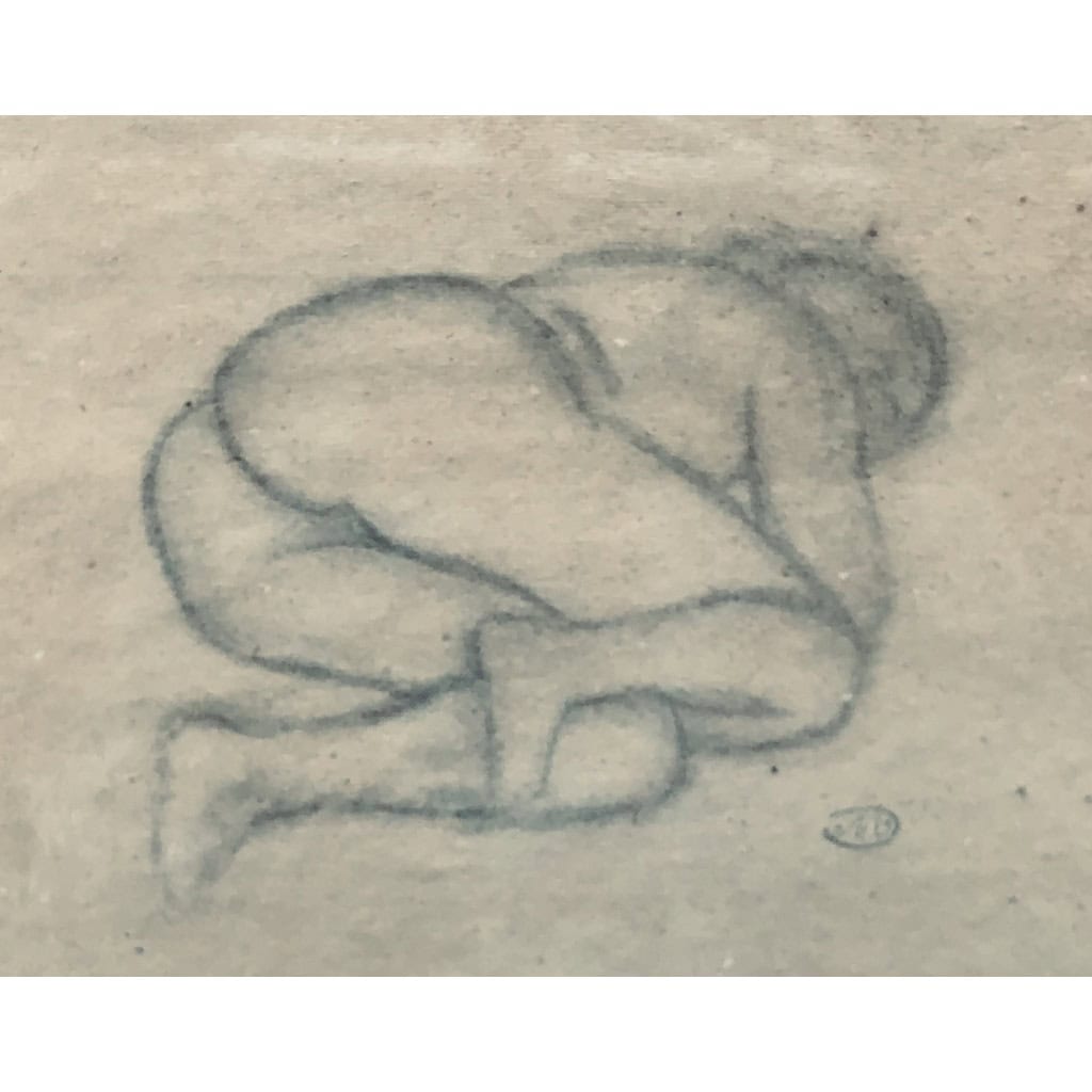 MAILLOL Aristide Nu allongé Fusain sur papier signé certificat d’authenticité 5