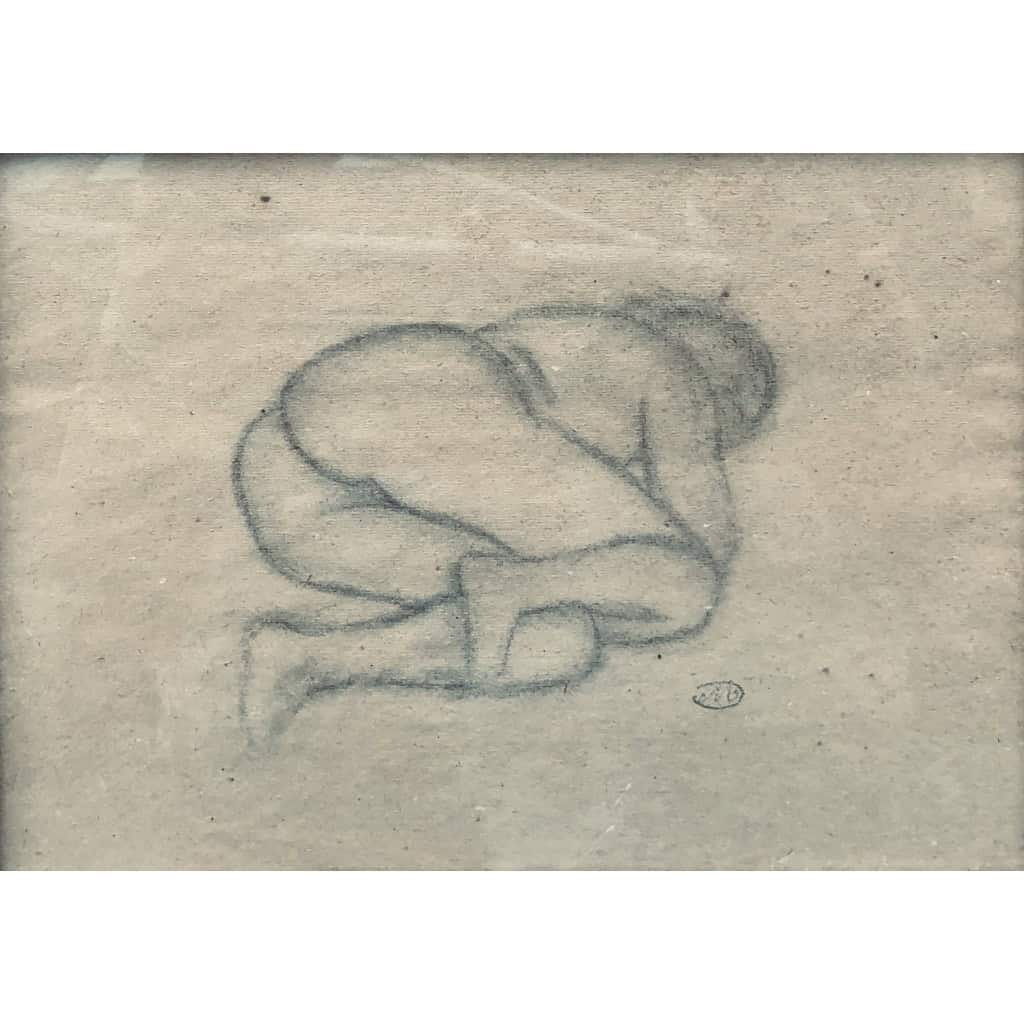 MAILLOL Aristide Nu allongé Fusain sur papier signé certificat d’authenticité 6