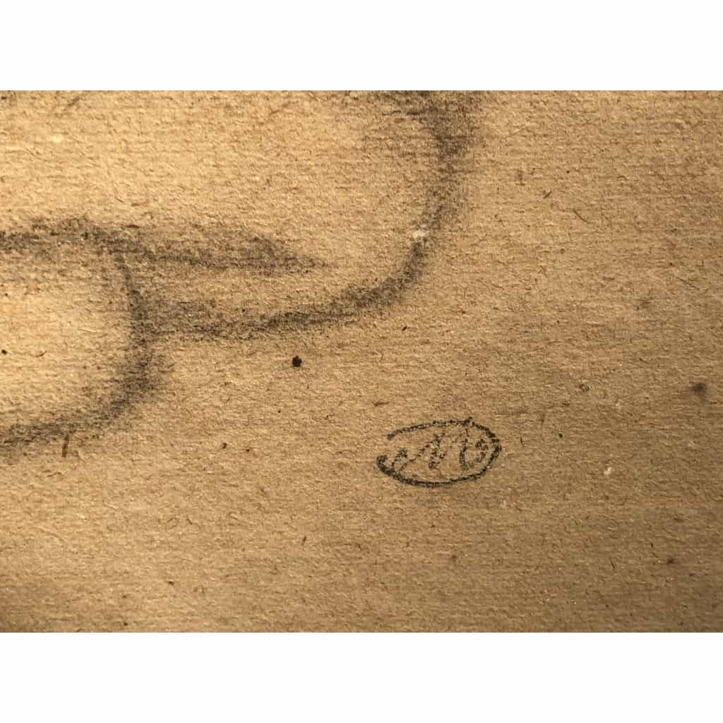 MAILLOL Aristide Nu allongé Fusain sur papier signé certificat d’authenticité 7