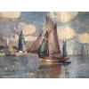 Morchain Paul Peinture 20è Bateaux De Pêche Sortant Du Port De La Rochelle Huile Signée Certificat 12
