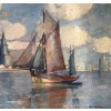 Morchain Paul Peinture 20è Bateaux De Pêche Sortant Du Port De La Rochelle Huile Signée Certificat 14