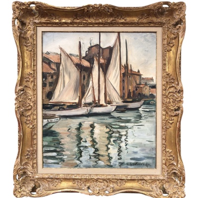 OTHON FRIESZ Emile Les voiles au port de Toulon en 1929 Huile sur toile signée et datée Certificat d’authenticité