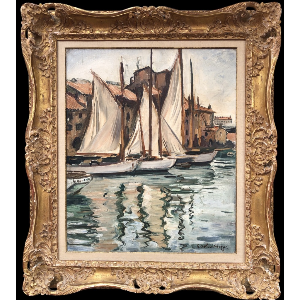 OTHON FRIESZ Emile Les voiles au port de Toulon en 1929 Huile sur toile signée et datée Certificat d’authenticité 5