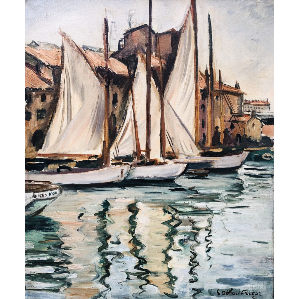 OTHON FRIESZ Emile Les voiles au port de Toulon en 1929 Huile sur toile signée et datée Certificat d’authenticité 6